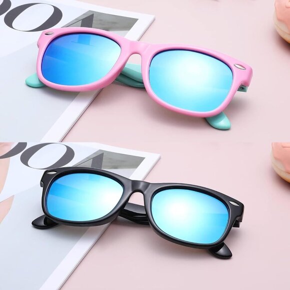 Kids Polarized Sunglasses, Flexible TPEE Rubber Toddler Shades for Girls Boys, A - Picture 6 of 6